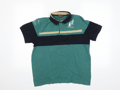 Australia Mens Green Colourblock   Polo Size L