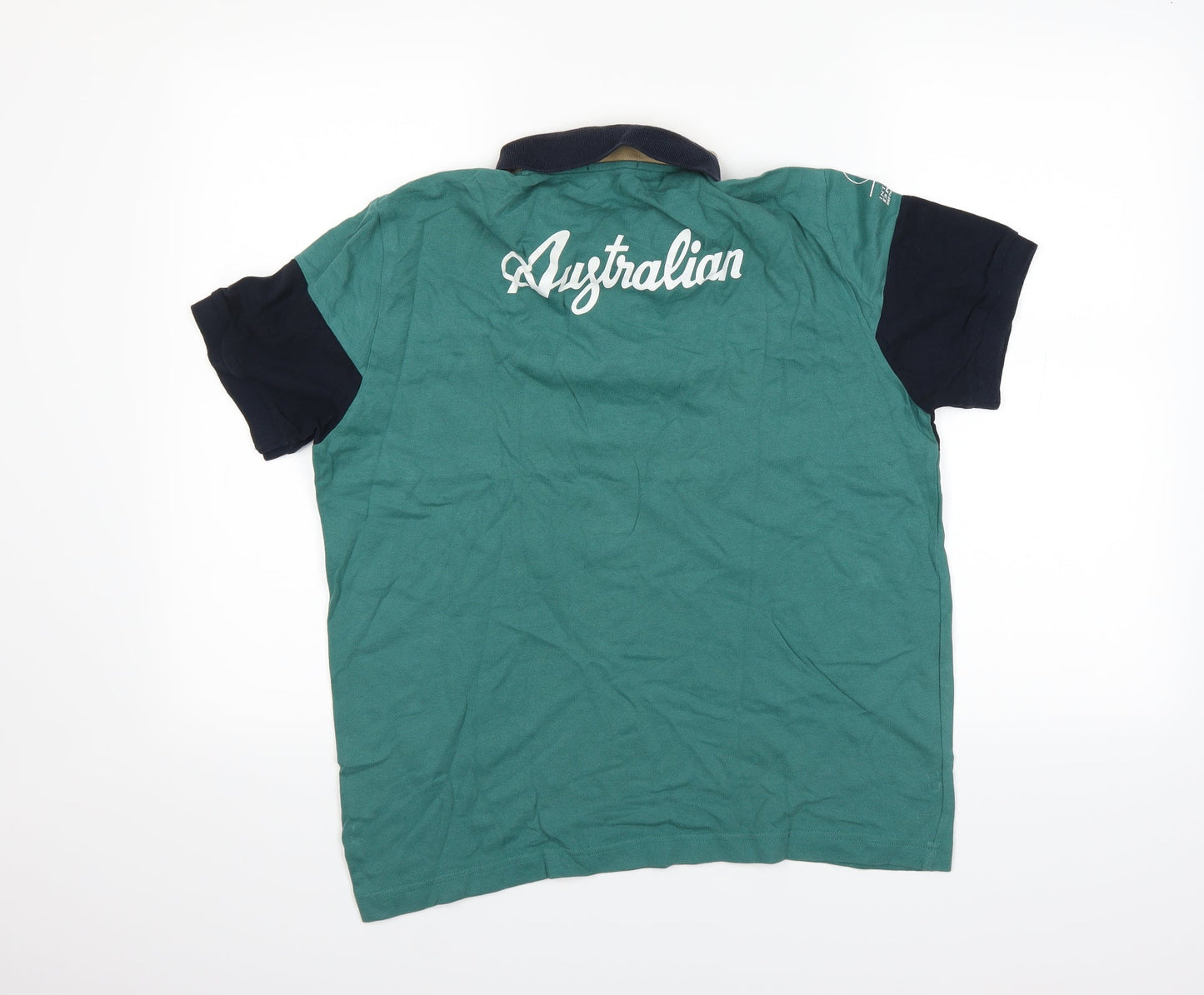 Australia Mens Green Colourblock   Polo Size L