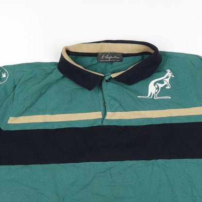 Australia Mens Green Colourblock   Polo Size L