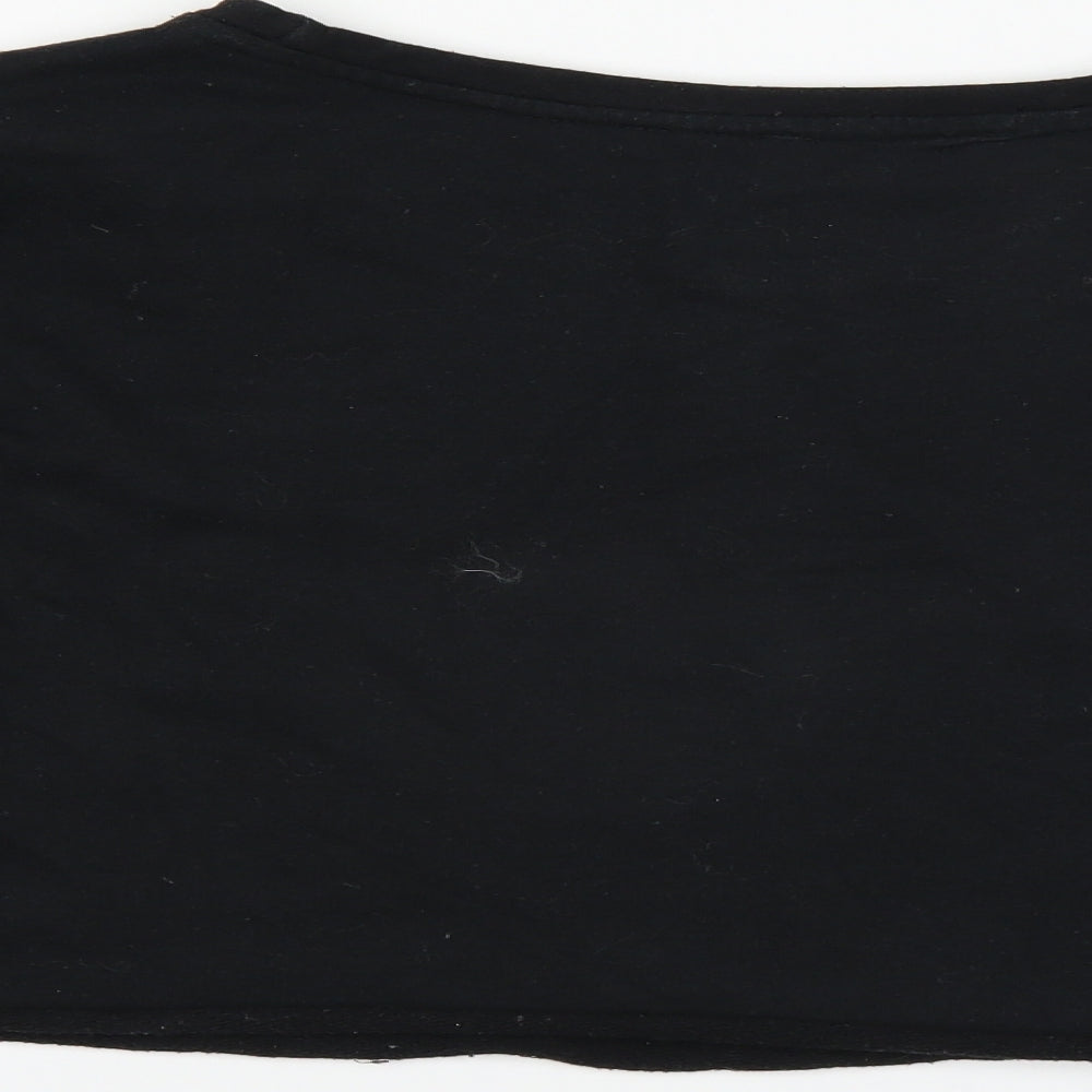 Brand and care label for River Island women’s black pullover sweatshirt, size UK 10