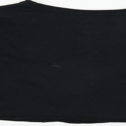 Brand and care label for River Island women’s black pullover sweatshirt, size UK 10