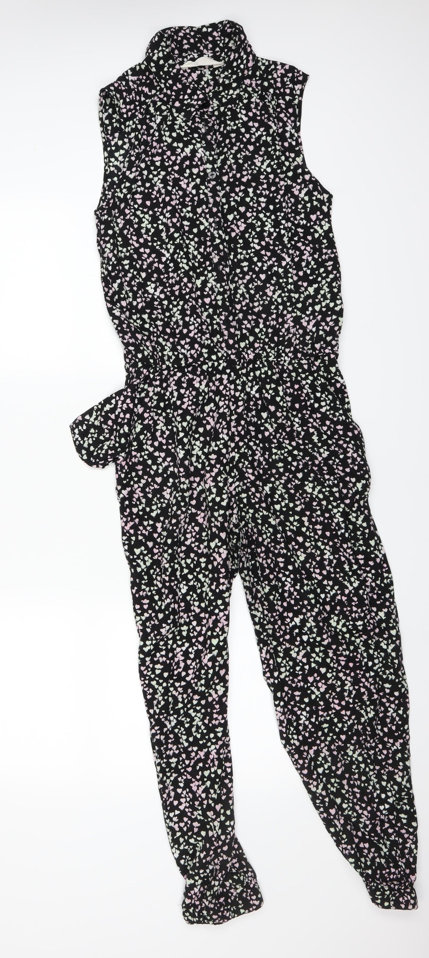 H&M Womens Black Floral  Bodysuit One-Piece Size 38 L25 in