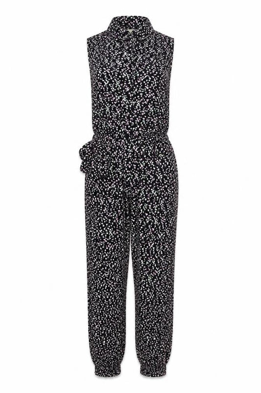 Front view of H&M women’s black floral bodysuit one-piece, size UK 38, 25-inch leg