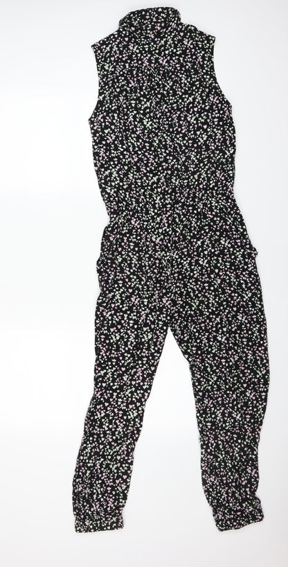 H&M Womens Black Floral  Bodysuit One-Piece Size 38 L25 in