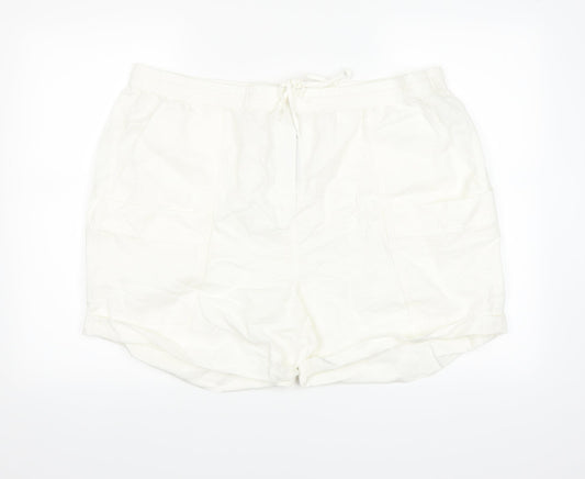 Marks and Spencer Womens White   Cargo Shorts Size 22 in