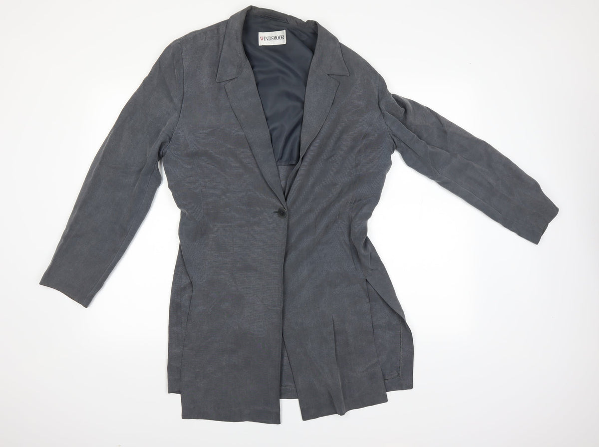 Additional front view of Windsor women’s grey overcoat jacket, size UK 14