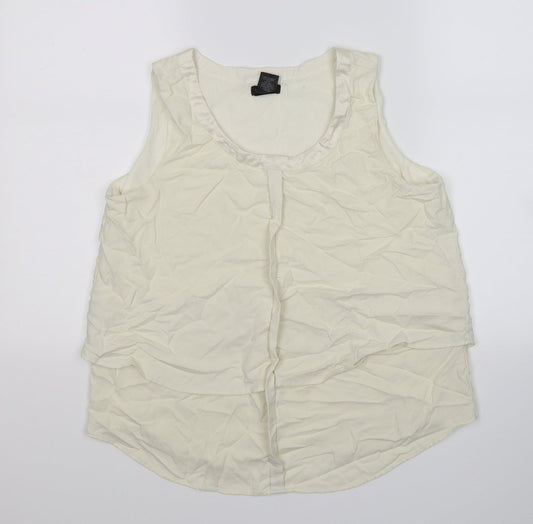 Ann Taylor Womens Ivory  Satin Tunic T-Shirt Size XS