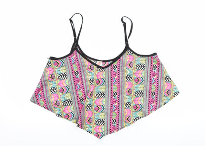 Primark Womens Pink Geometric  Cropped Tank Size 10  - Beach Wear