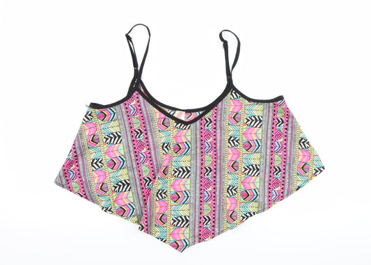 Primark Womens Pink Geometric  Cropped Tank Size 10  - Beach Wear