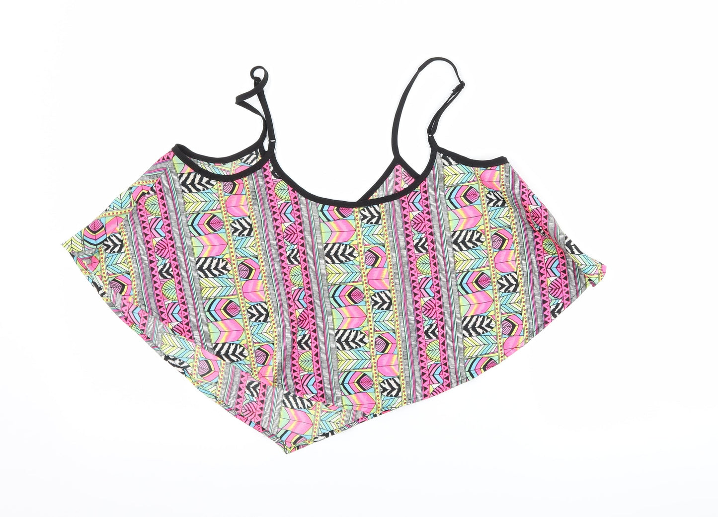 Primark Womens Pink Geometric  Cropped Tank Size 10  - Beach Wear