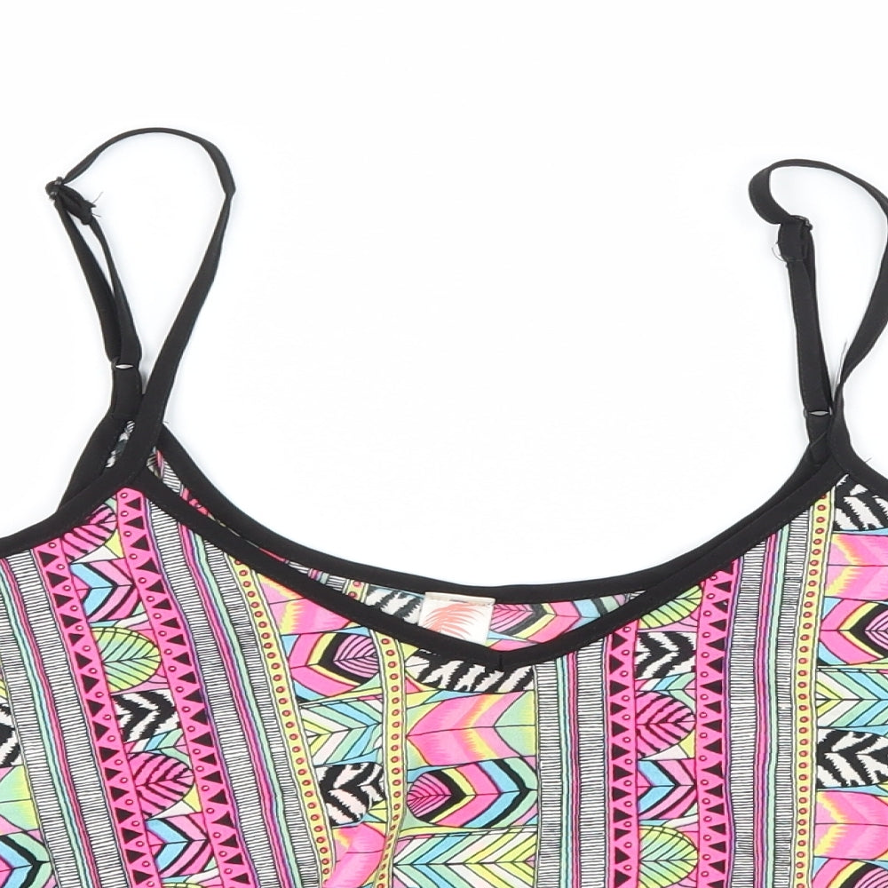 Primark Womens Pink Geometric  Cropped Tank Size 10  - Beach Wear
