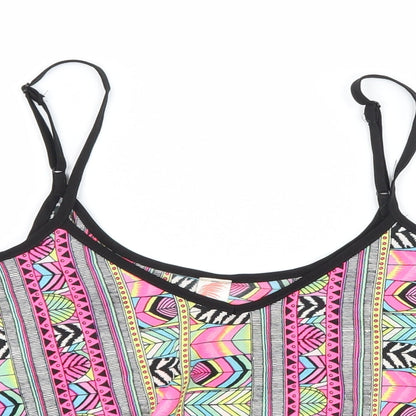 Primark Womens Pink Geometric  Cropped Tank Size 10  - Beach Wear