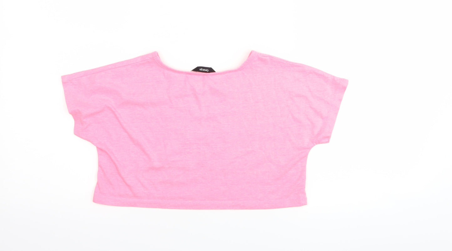 George Girls Pink   Cropped T-Shirt Size 7-8 Years  - graphic