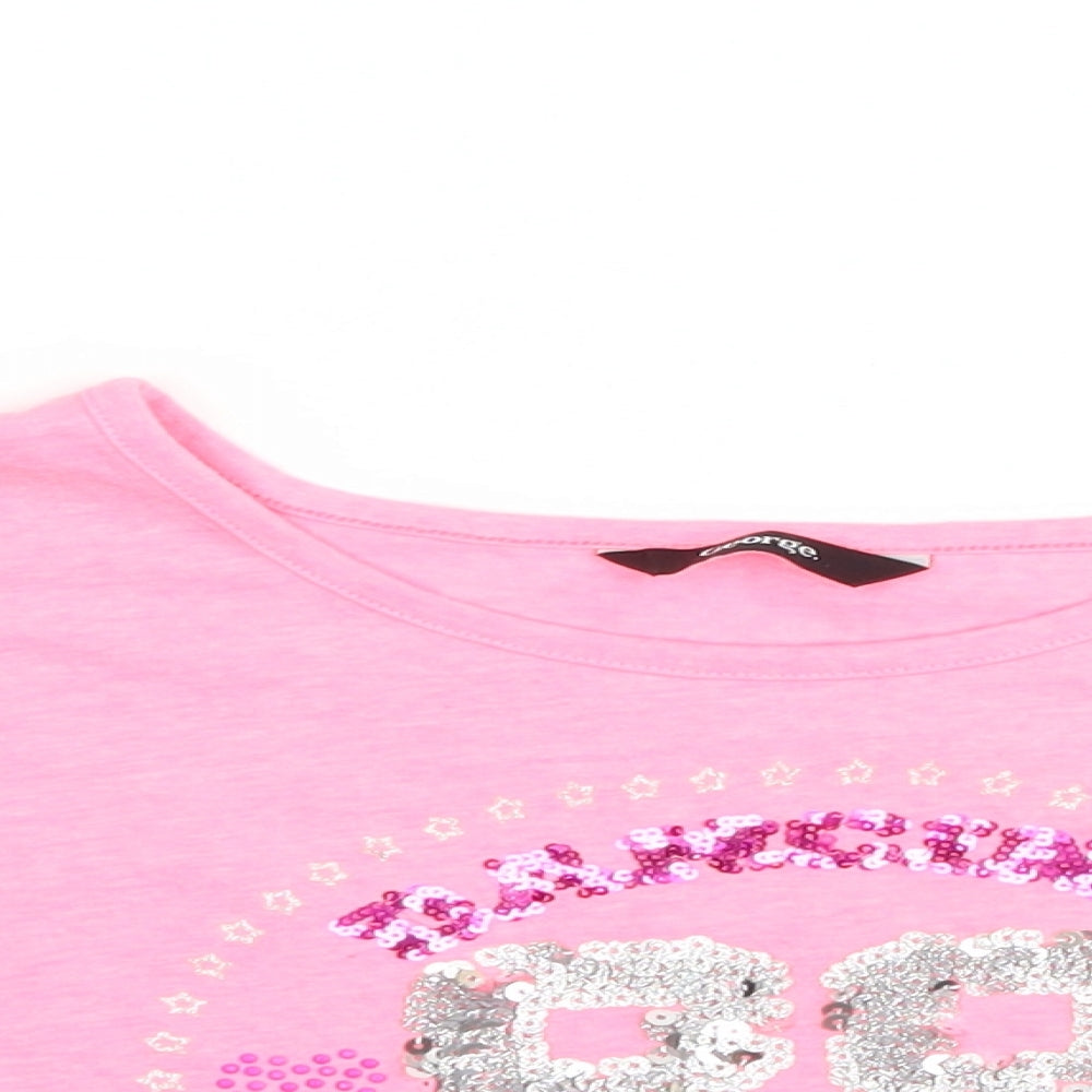 George Girls Pink   Cropped T-Shirt Size 7-8 Years  - graphic