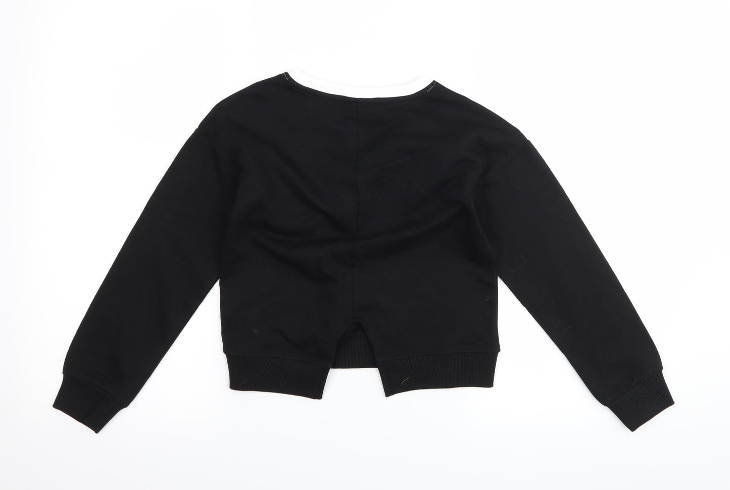 Matalan Girls Black Striped  Pullover Sweatshirt Size 8 Years