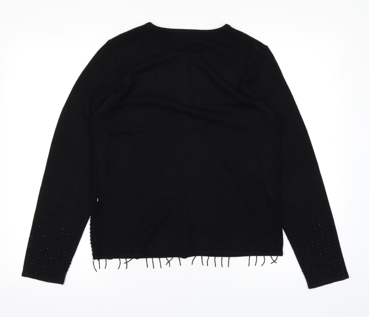 Back view of OPUS women’s black cardigan jumper, size S