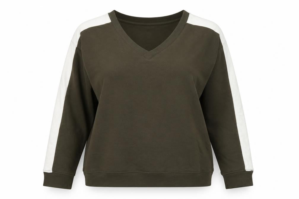 Front view of Marks & Spencer women’s green jumper, size UK 14
