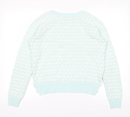 Back view of Papaya women’s blue jumper, size S