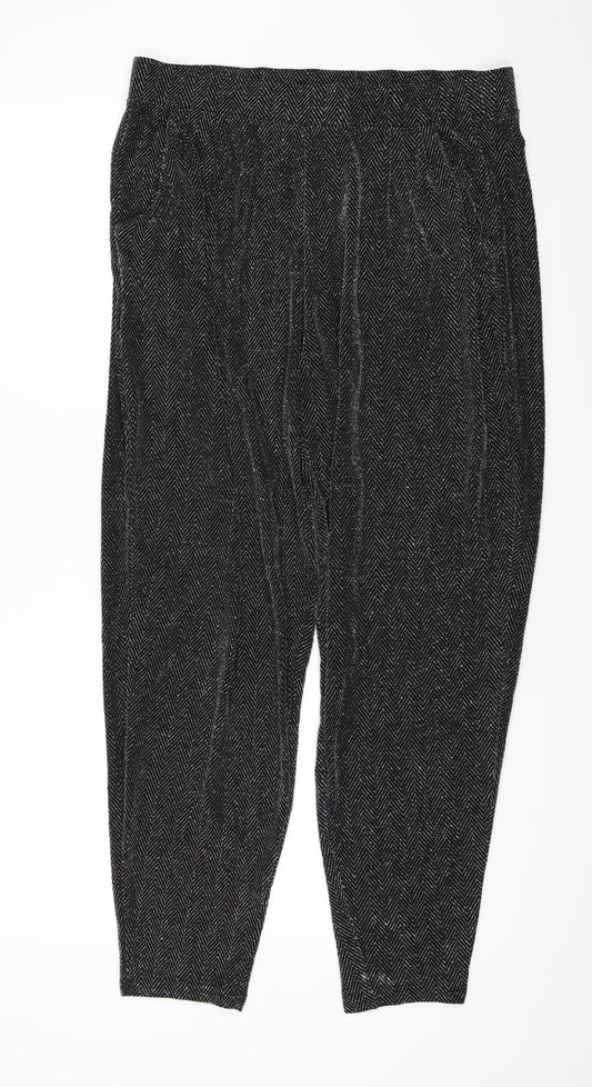 NEXT Womens Black Striped  Trousers  Size 12 L25 in