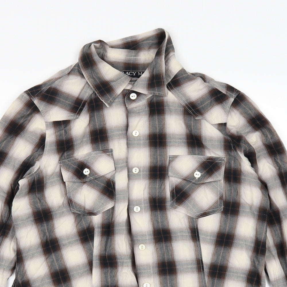 Mens UK Size M Tracy M Brown  Button-Up Long Sleeve Casual Shirt