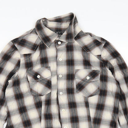 Mens UK Size M Tracy M Brown  Button-Up Long Sleeve Casual Shirt