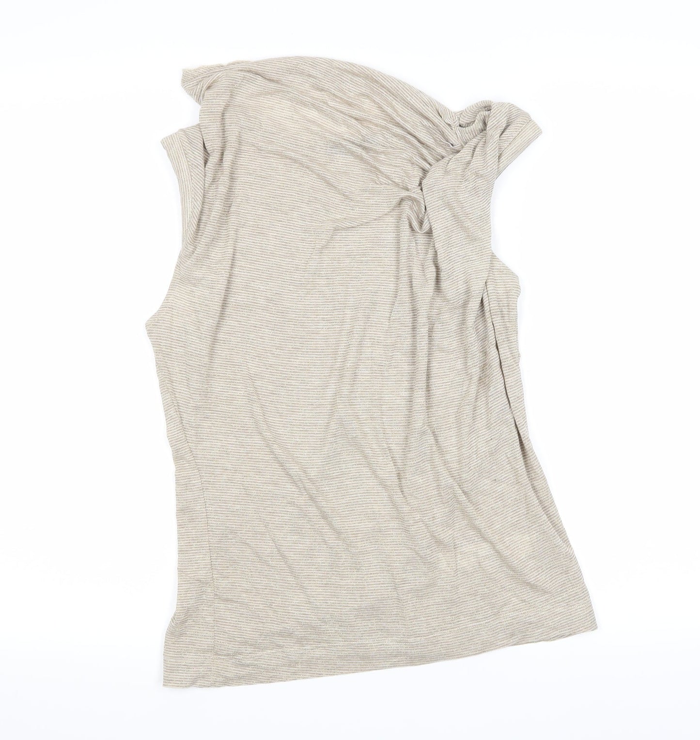 Autograph Womens White Striped  Basic T-Shirt Size 12