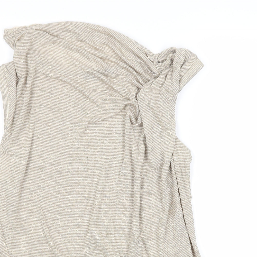 Autograph Womens White Striped  Basic T-Shirt Size 12