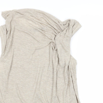 Autograph Womens White Striped  Basic T-Shirt Size 12