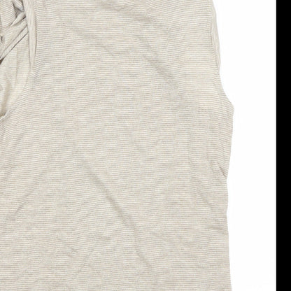 Autograph Womens White Striped  Basic T-Shirt Size 12