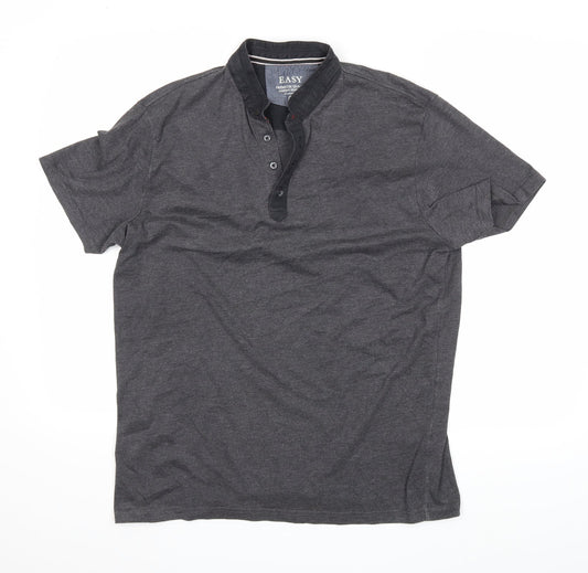 Easy Mens Grey    Polo Size L