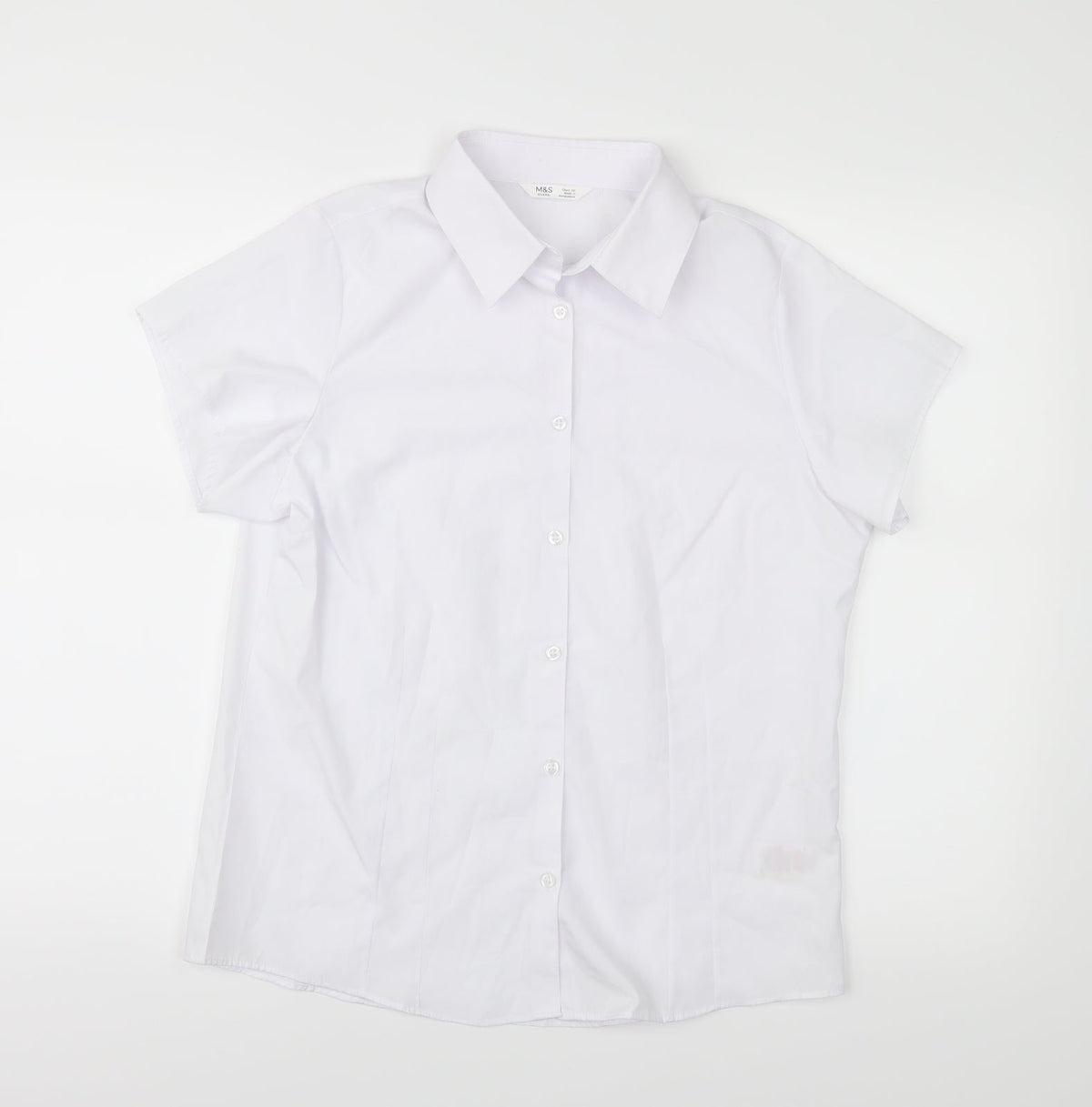 Additional front view of Marks & Spencer girls’ white basic button-up, size S