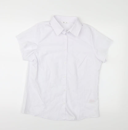 Additional front view of Marks & Spencer girls’ white basic button-up, size S