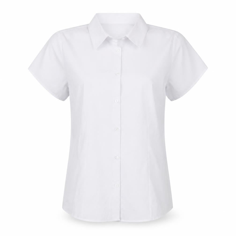 Front view of Marks & Spencer girls’ white basic button-up, size S
