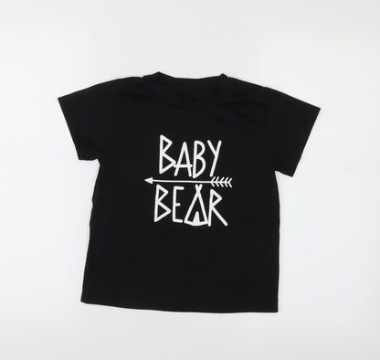 Additional front view of Preworn boys’ black basic t-shirt, size S