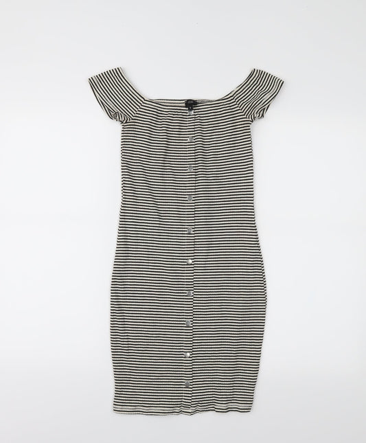 River Island Womens Beige Striped  Bodycon  Size 6