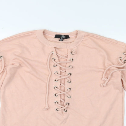 Close-up detail of Missguided women’s pink jumper, size UK 6