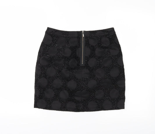 Limited Edition Womens Black Polka Dot  A-Line Skirt Size 8