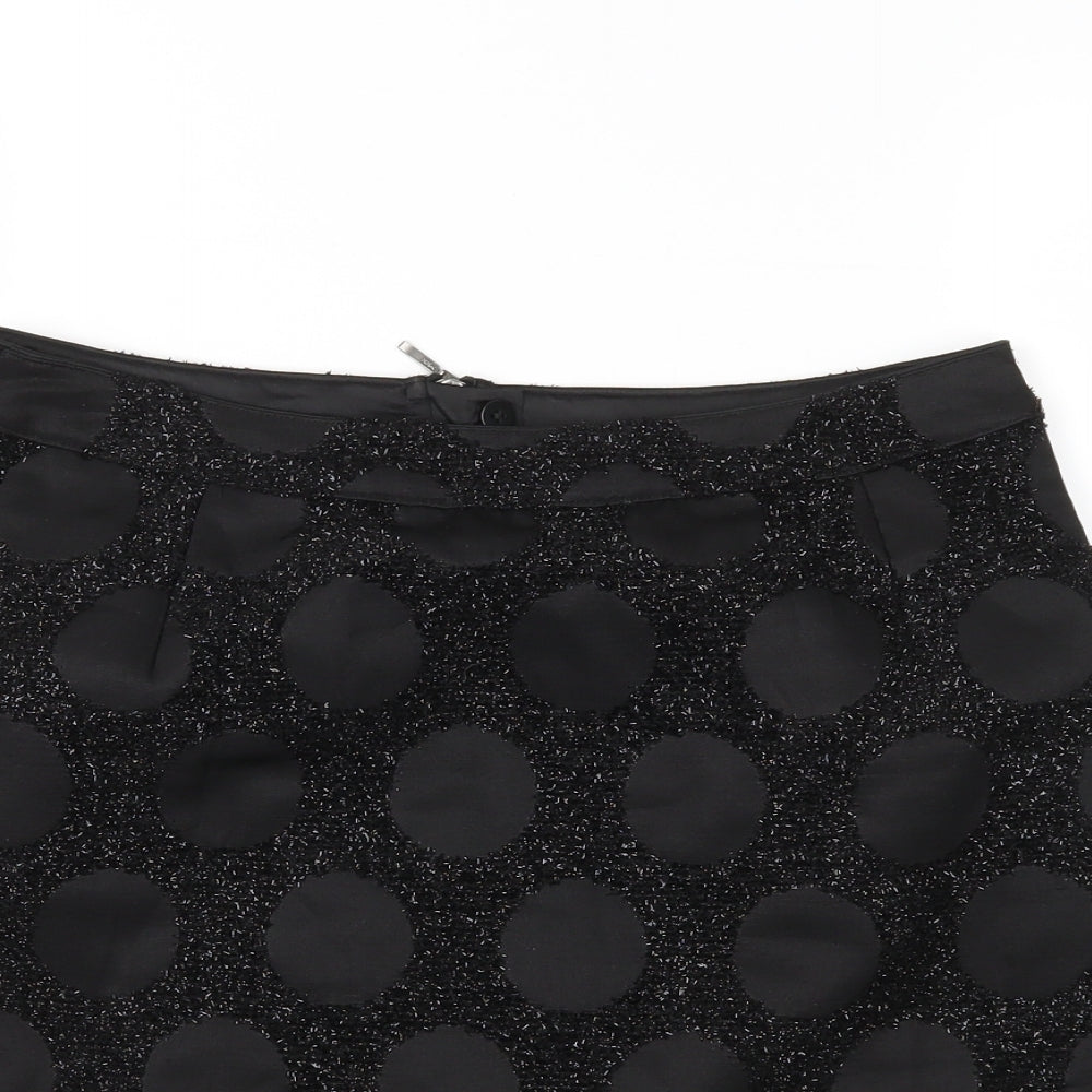 Limited Edition Womens Black Polka Dot  A-Line Skirt Size 8