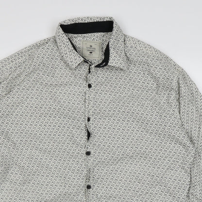 CHARCOAL Mens Ivory Animal Print   Button-Up Size L