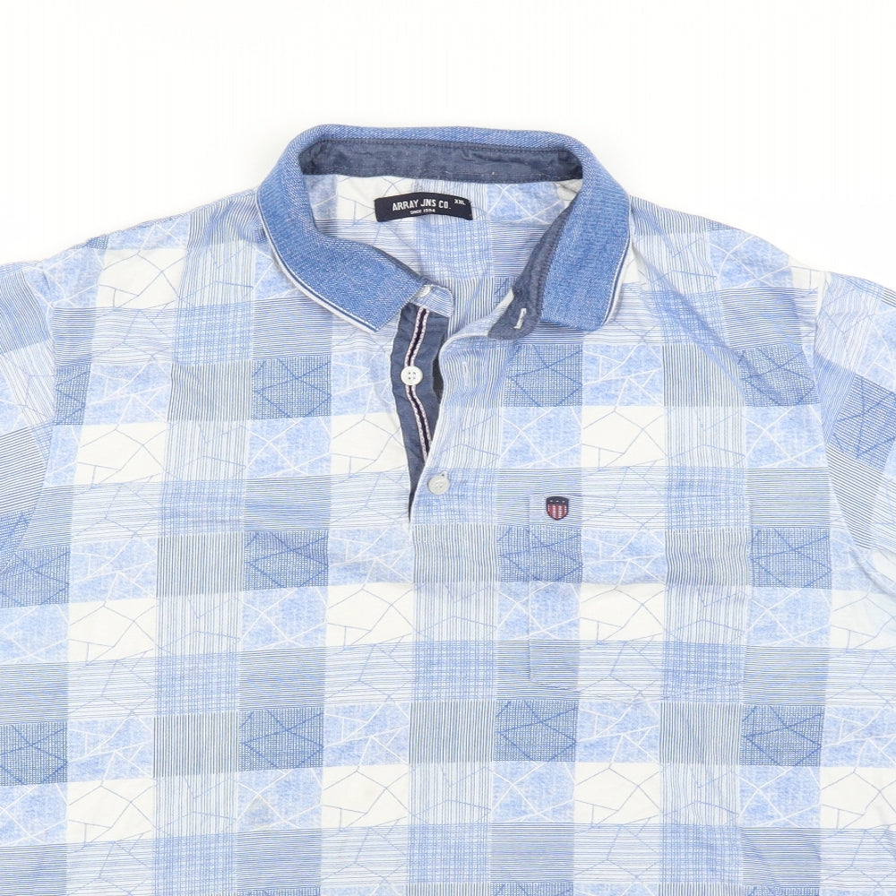 Array Mens Blue Check   Polo Size 2XL
