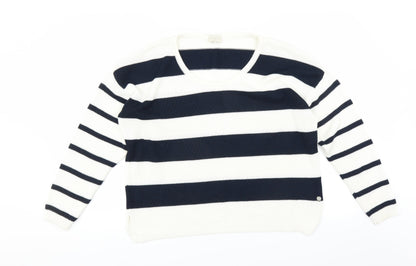 Milano Italy Womens Blue Striped  Pullover Jumper Size M