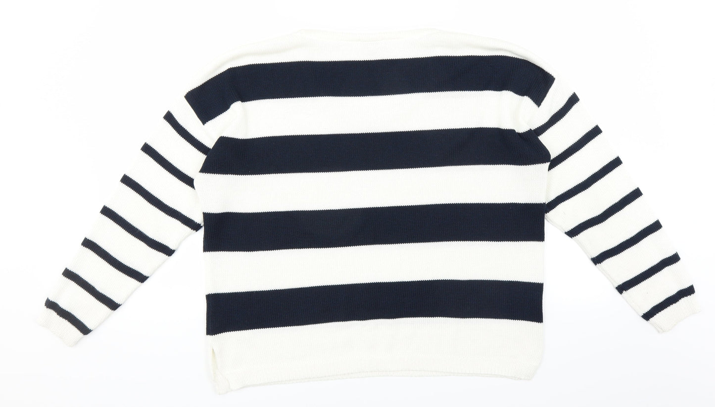 Milano Italy Womens Blue Striped  Pullover Jumper Size M