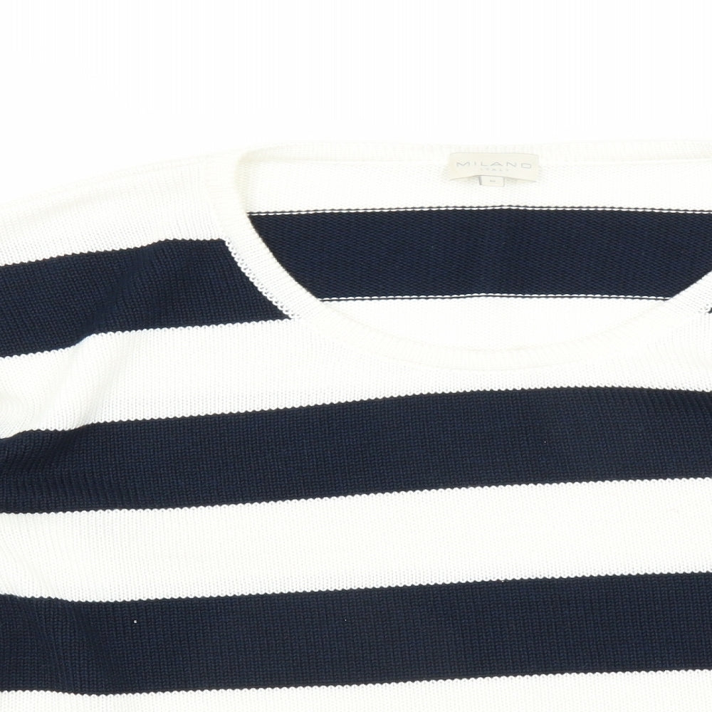 Milano Italy Womens Blue Striped  Pullover Jumper Size M