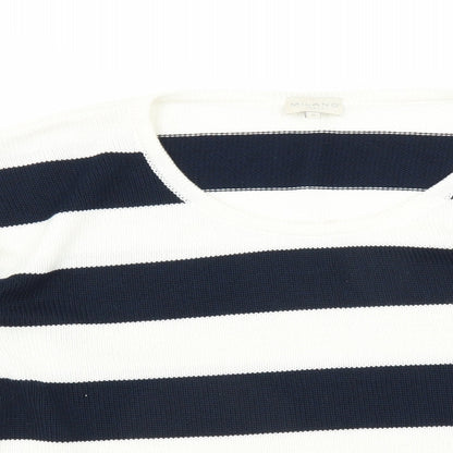 Milano Italy Womens Blue Striped  Pullover Jumper Size M