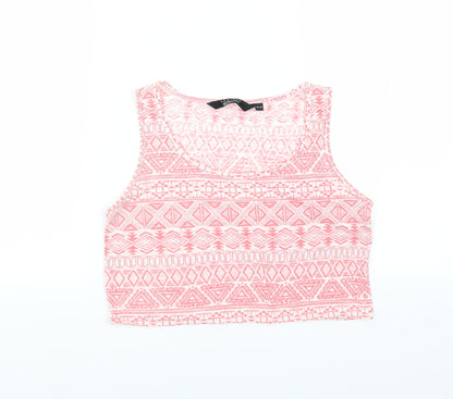 New Look Girls Pink Geometric  Cropped T-Shirt Size 14-15 Years