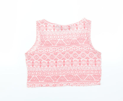 New Look Girls Pink Geometric  Cropped T-Shirt Size 14-15 Years