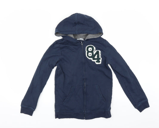 Front view of Abcd R boys’ blue full zip hoodie, size 12, years