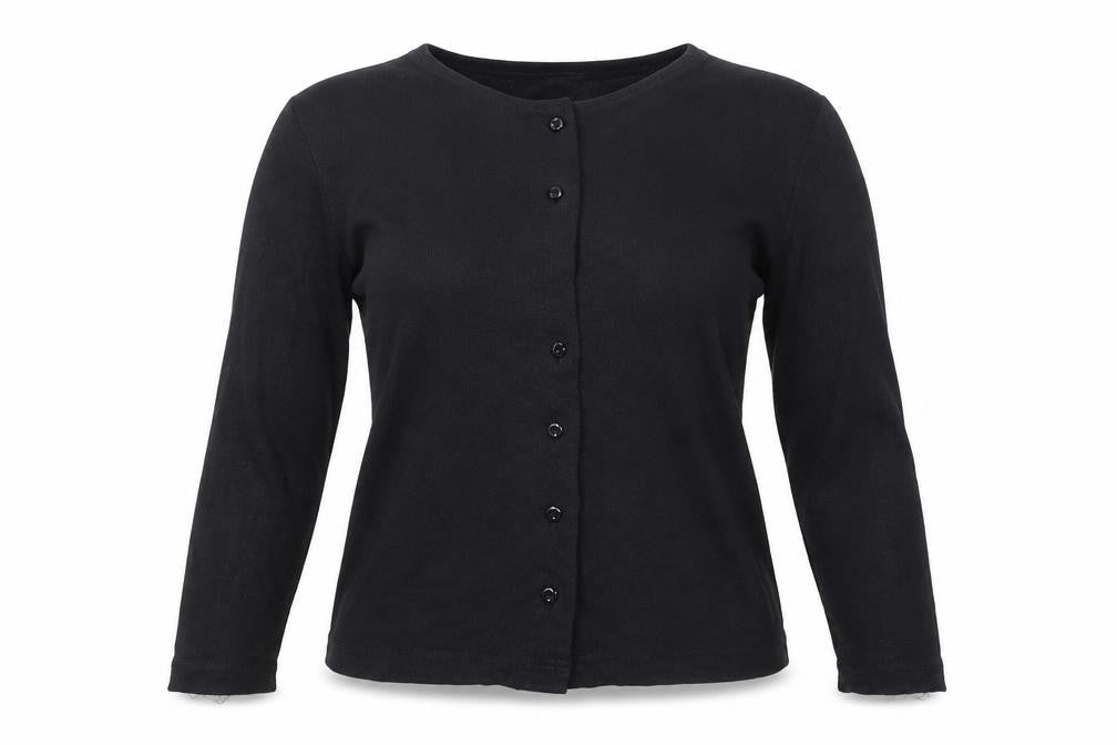 Front view of New Look women’s blue cardigan jumper, size UK 10