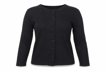Front view of New Look women’s blue cardigan jumper, size UK 10