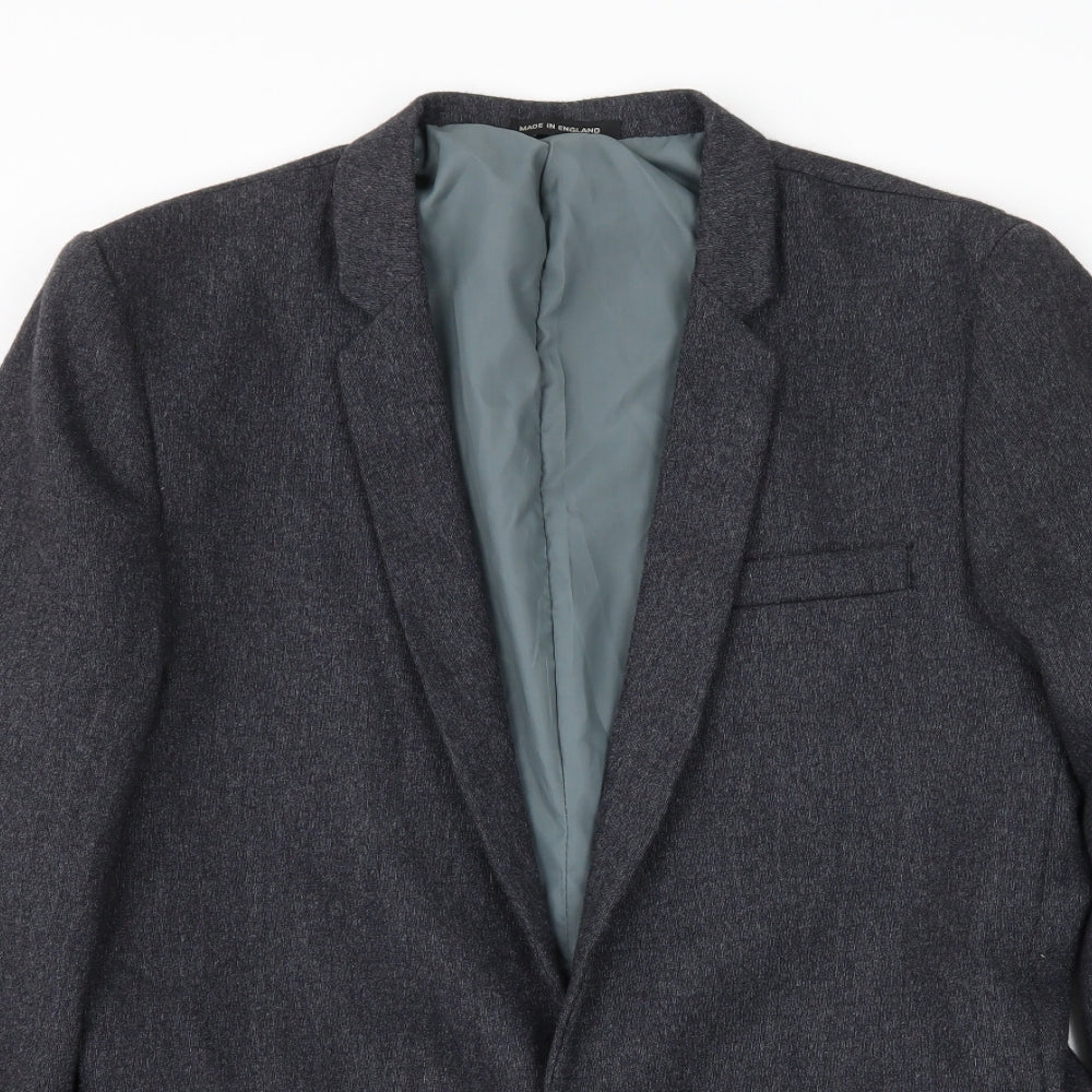Close-up detail of Stonewall Jackson men’s grey jacket blazer, size M